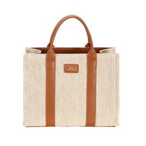 David Jones Square Woven Tote Handbag
